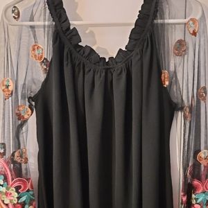 Embroidered plus size black dress